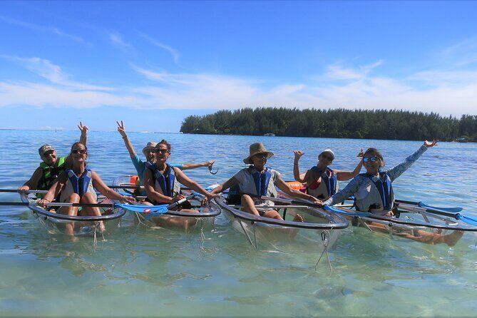 Eco guided excursion to the lagoon of Moorea in transparent kayak 1/2 day morning - The Route in Plain Language: Tiahura to Motu Sandbank Time