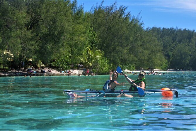 Eco guided excursion to the lagoon of Moorea in transparent kayak 1/2 day morning - Guides Make or Break It (Nicolas and Caro Are Strong Examples)