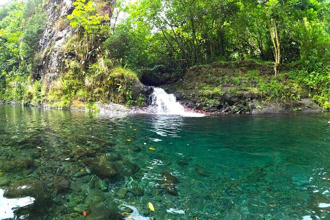 Tahiti excursion adventure circuit MTB MTB E-Bike private valley - Bassin du Roi Stop #1: Black Sand Basin Swim and Lunch Reset